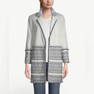 Women’s Chicos Jacket 3P with blue accents and white eyelet fabric